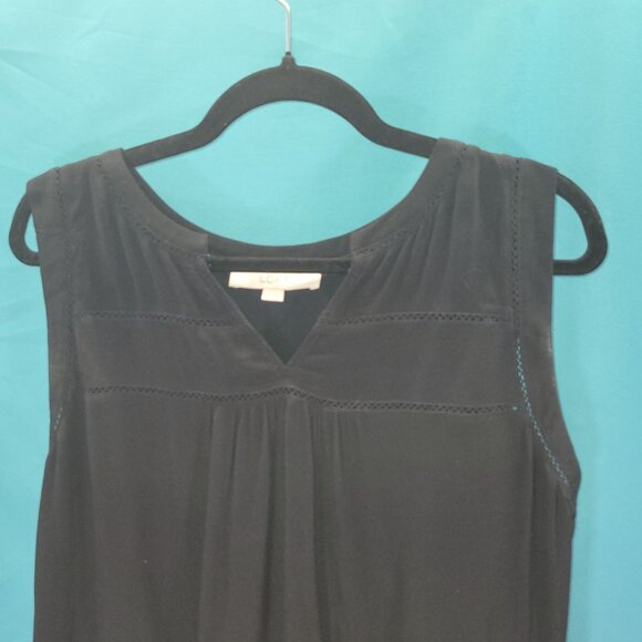 Loft Womens Black Sleeveless V-Neck Tiered Tank Top Medium - Picture 2 of 10